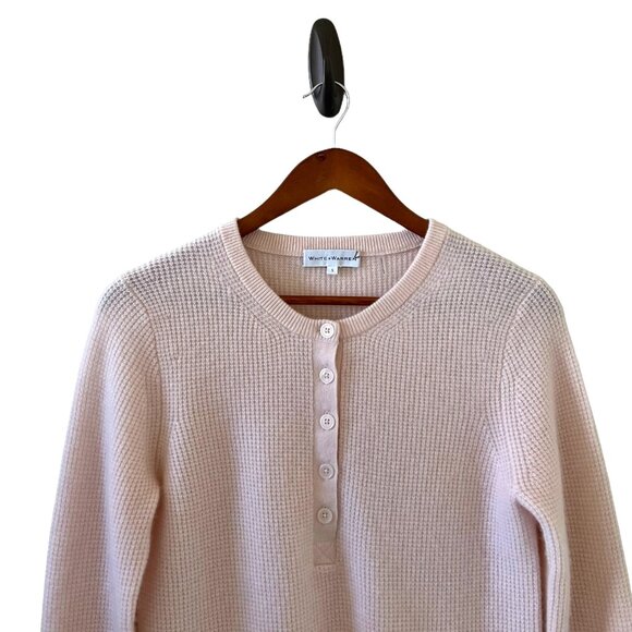 White + Warren Cashmere Waffle Henley Sweater In Pink Sand Size S - Picture 4 of 15